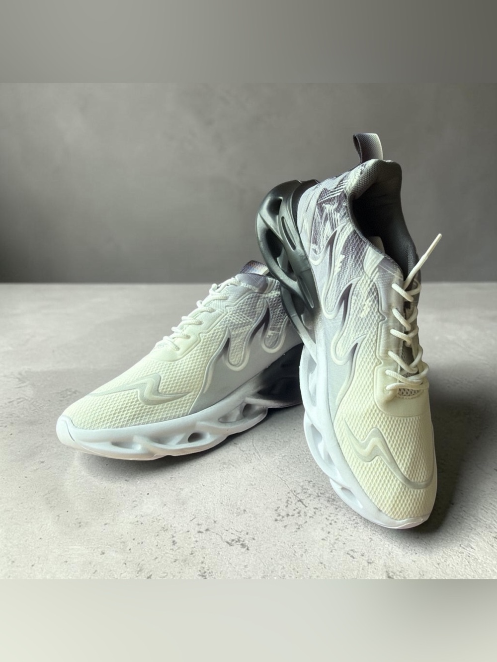Fashion Brand Company Men's Gradient White to Gray Athletic Sneakers